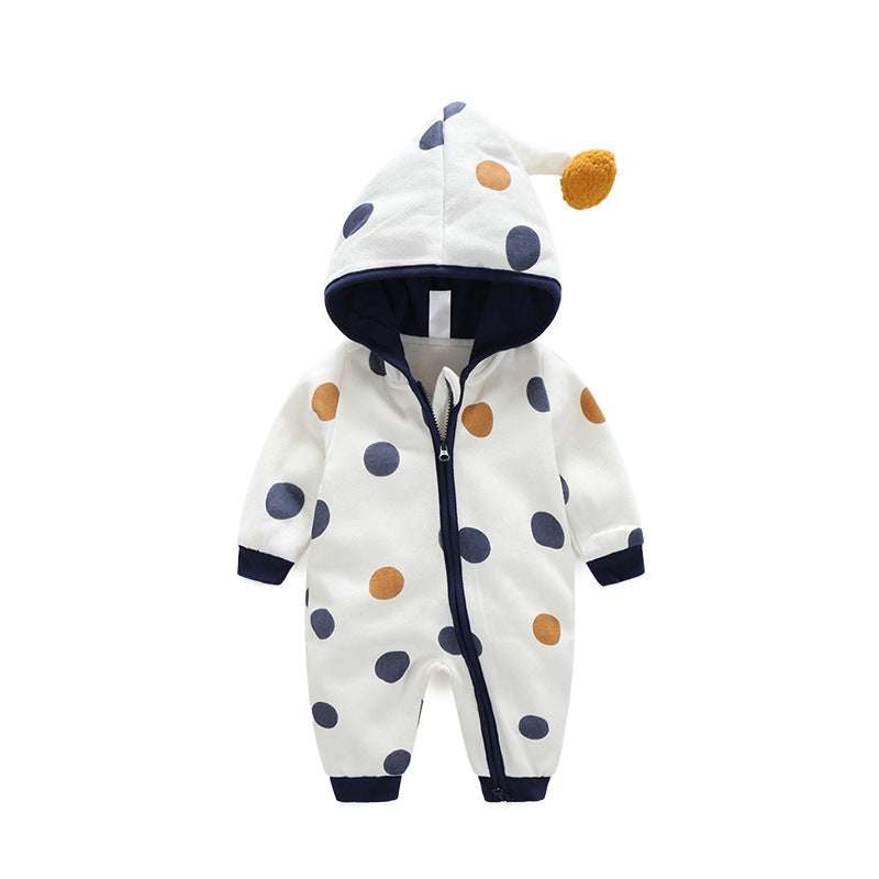 Cotton Printed Baby Hooded Crawling Bodysuit - Minihomy