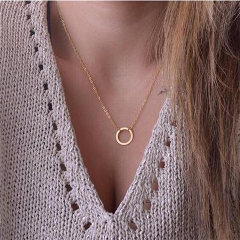 Small Circle Pendant Clavicle Chain - Minihomy