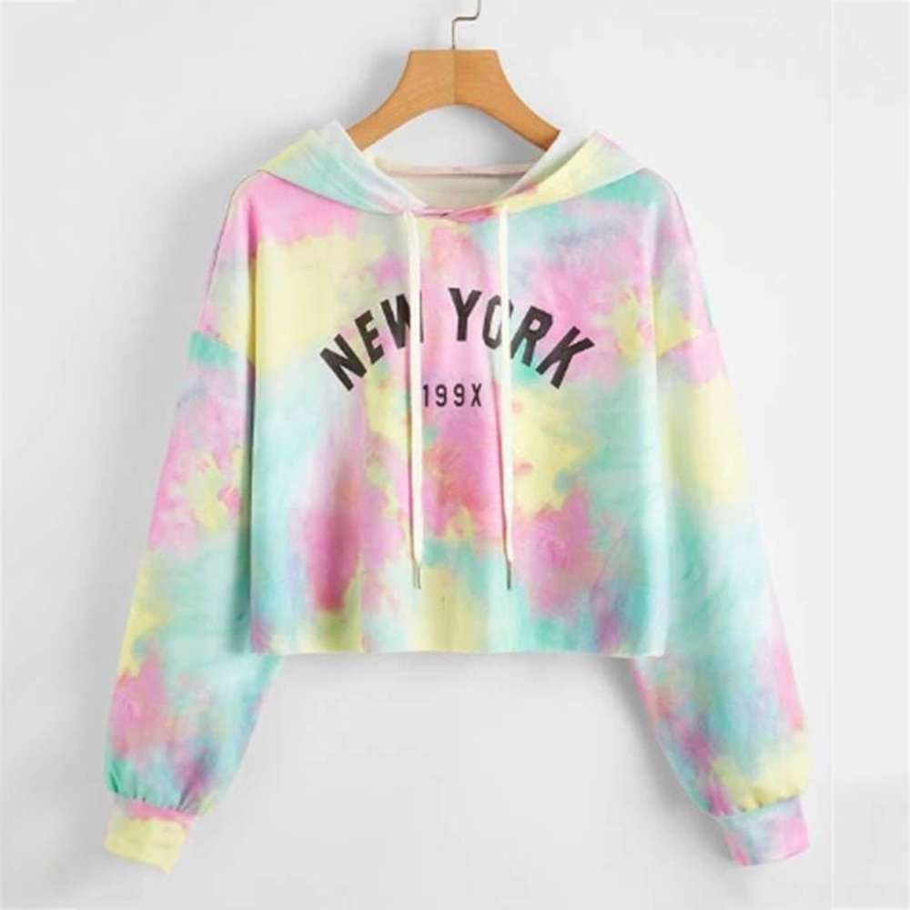 Hoodies Women Rainbow Tie Dye Print Women's Sweatshirt - Minihomy