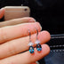 Blue Topaz Ring Pendant Earring Set Crystal S925 Silver Inlay - Minihomy