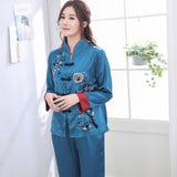 Retro Ethnic Style Embroidery Long-sleeved Two-piece Pajamas