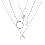 Multilayer Alloy Map Moon Necklace Three Layers - Minihomy