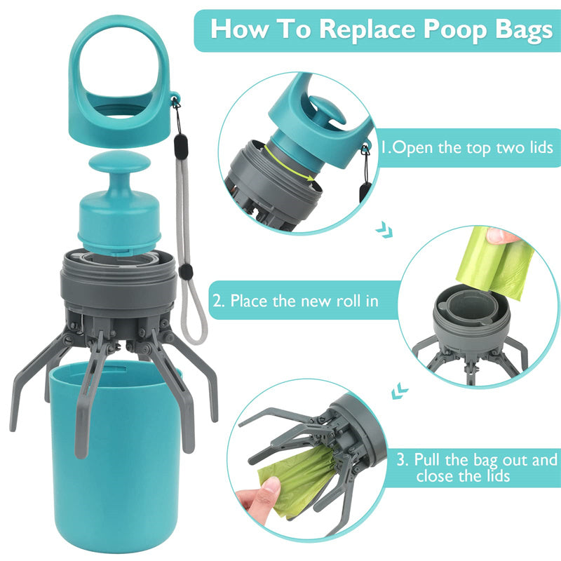 Portable Lightweight Dog Pooper Scooper With Built-in Poop Bag Dispenser - Minihomy