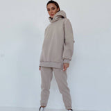 Women's Fleece Tracksuit Hooded 2 Piece Set Autumn Winter Oversized Hoodies