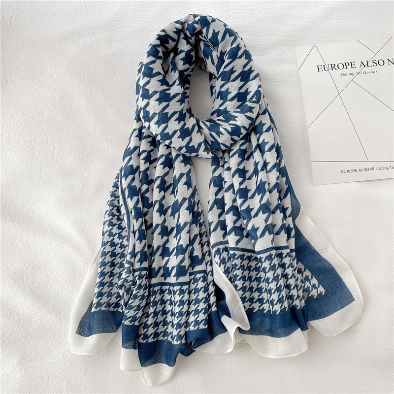 Fake Travel Shawl Geometric Plaid Scarf - Minihomy