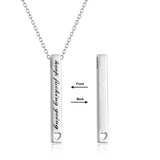 925 Sterling Silver Vertical Bar Necklace Engraved Message Inspirational Jewelry - Minihomy