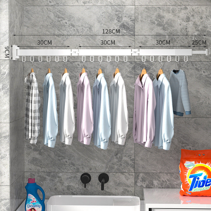 Folding Clothes Hanger Wall Mount Retractable Cloth Drying Rack Indoor & Outdoor Space Saving Aluminum Home Laundry Clothesline - Minihomy