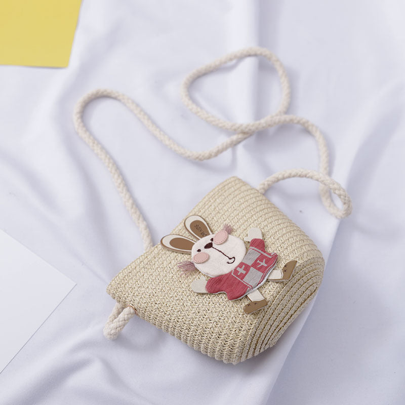 Cute Rabbit Decoration Bag with Two-Piece Straw Hat for Kids - Minihomy