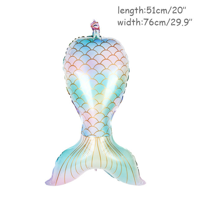 Mermaid Theme Latex Aluminum Foil Shell Fishtail Balloon - Minihomy