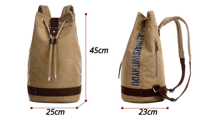 Drawstring Bucket Backpack Multifunctional Large Capacity Casual Canvas Bag - Minihomy