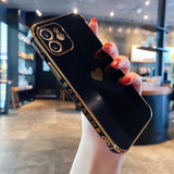 Side Electroplated Love Phone Case Drop-proof Fine Hole Silicone Cover