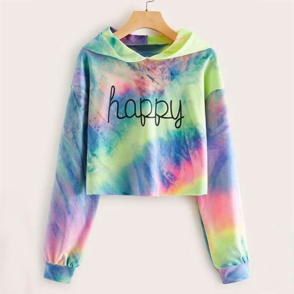 Hoodies Women Rainbow Tie Dye Print Women's Sweatshirt - Minihomy