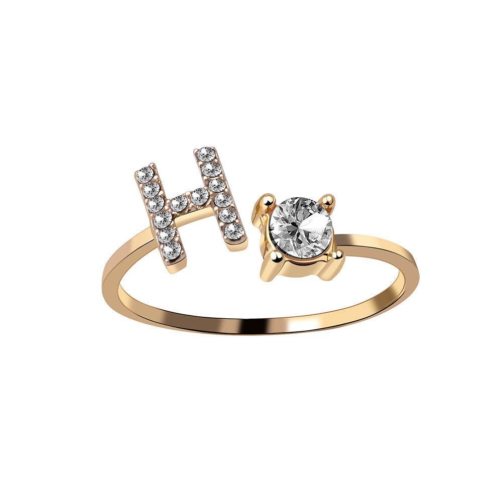 Adjustable 26 Initial Letter Ring Fashion Jewelry For Women - Minihomy