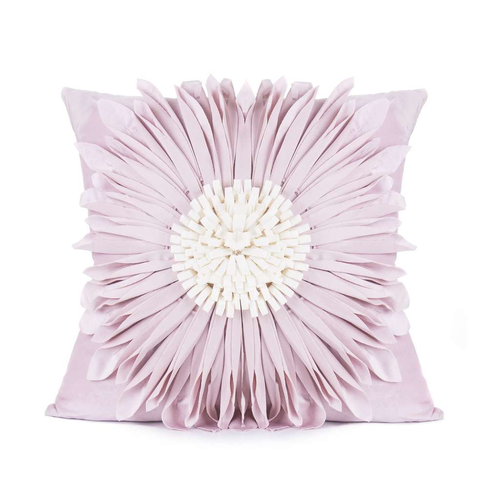 Modern Style White Throw Pillows Velvet Stitching 3D Chrysanthemum Cushion Waist Pillow Blue Cushion Case - Minihomy