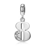 925 Sterling Silver Lucky Number 1-9 Charms Bracelet Number Pendant - Minihomy