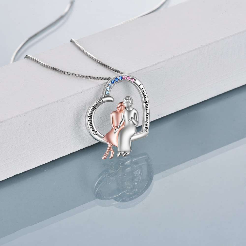 Granddaughter I Love You Forever Sterling Silver Heart Necklace Female Friendship Jewelry - Minihomy