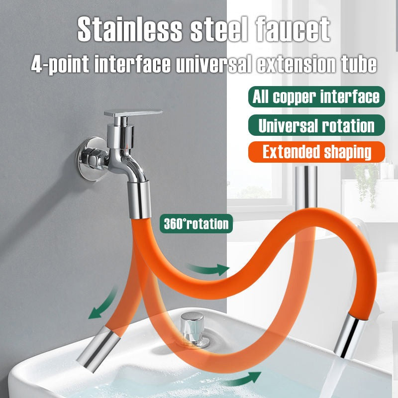 Bathroom 360 Rotation Adjust Free Bending Faucet Splash-proof Universal Extension Tube - Minihomy