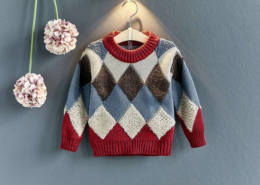 Geometric Triangle Rectangle Match Style Children Sweater - Minihomy