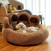 Cozy Bear Paw Pet Bed - Long Plush Round Cat and Dog Mat for Deep, Warm Sleep - Minihomy