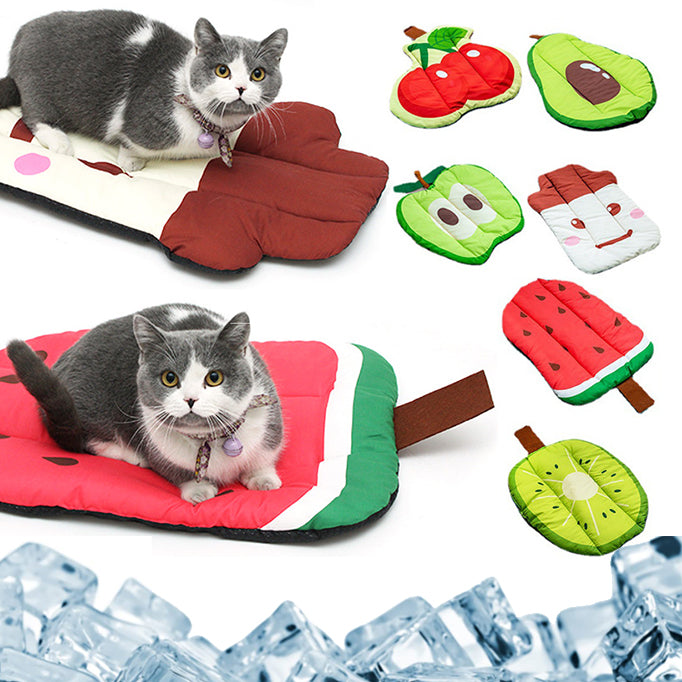 Dog Cooling Mat Pet Beds Cat Rug Ice Silk Pet Self Cooling Pad Blanket Summer Washable Oxford Farbric Cooling Down Summer Fruit - Minihomy