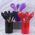 11 Piece Set Of Silicone Kitchenware With Wooden Handle In Storage Bucket - Minihomy