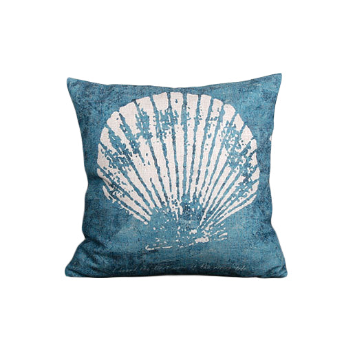 Blue Mediterranean Ocean Style Pillowcase Shell Starfish Coral Cushion - Minihomy