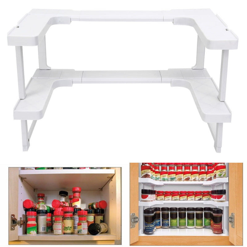 Adjustable Spice Shelf Kitchen Storage Rack Holder 2 Layer Spice Stand - Minihomy