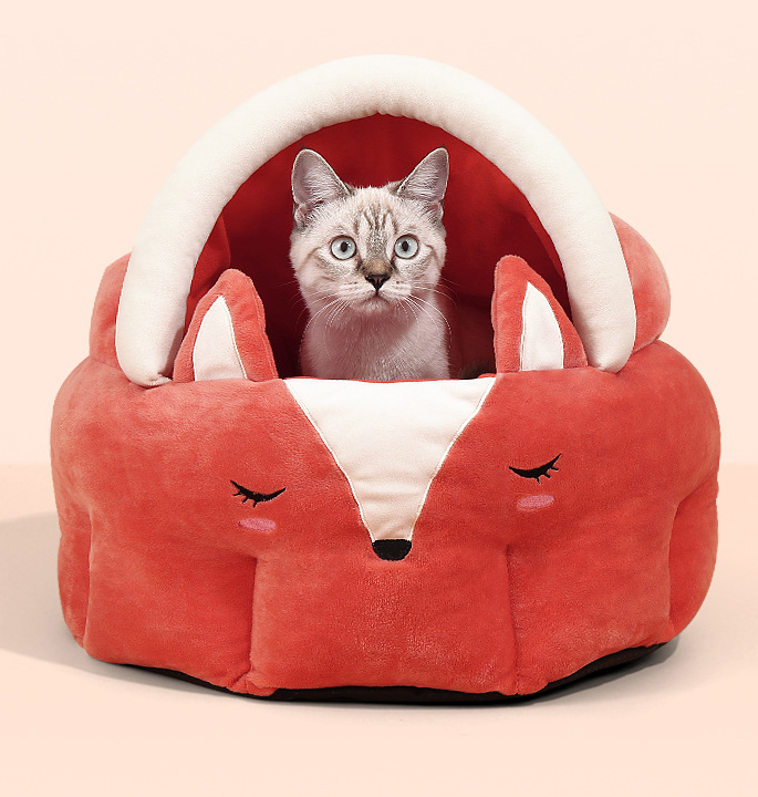 Funny Fox Shape Pet Cat Bed House Cozy Dog Cat Mat Bed Warm Durable Portable Pet Basket Kennel Dog Cushion Cat Supplies - Minihomy