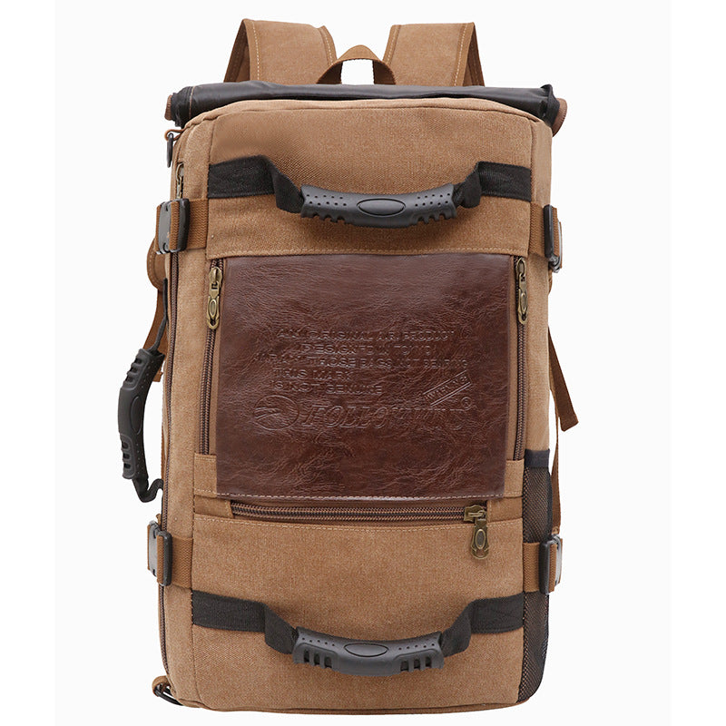 Men Canvas Backpack Huge Travel School Shoulder Computer Backpack Functional Versatile Bags Multifunctional Laptop Bag - Minihomy