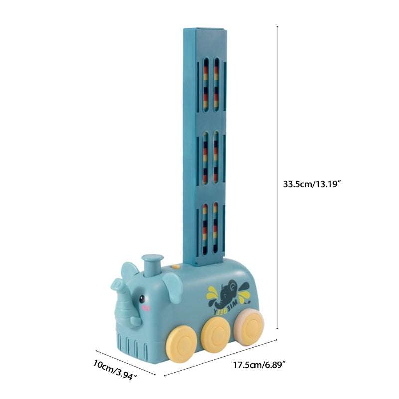 Domino Train Toy Stacking Block Set Domino Building Block Brain Developmental Electric Car Cartoon Block For Kids - Minihomy