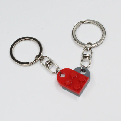 Heart Key Chain Valentines Day Gift Blocks Can Split Key Link Couples - Minihomy