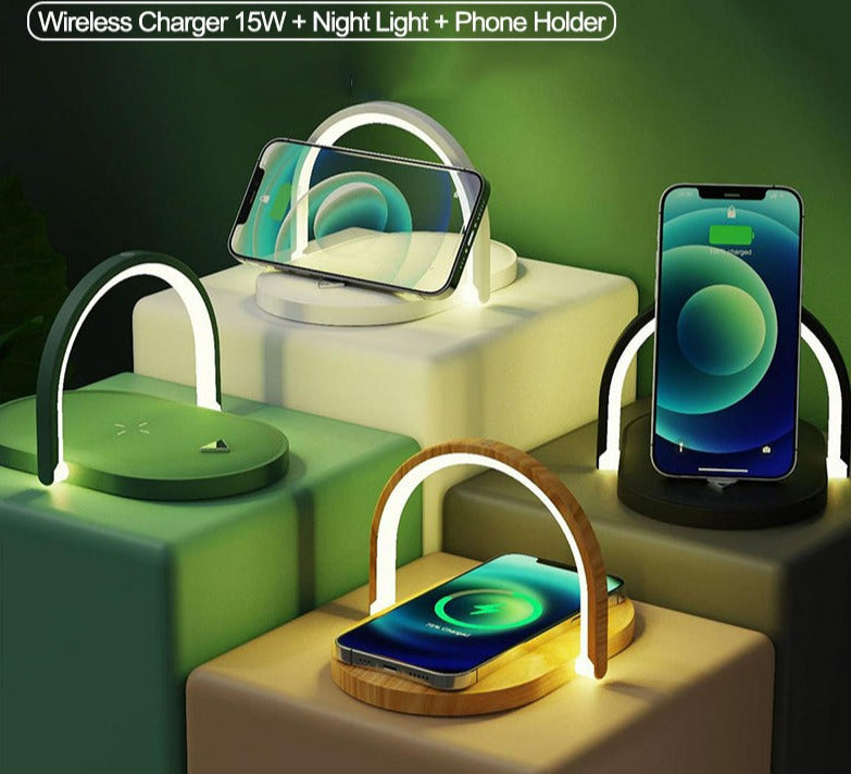 3 In 1 Foldable Wireless Charger Night Light Charging Station - Minihomy