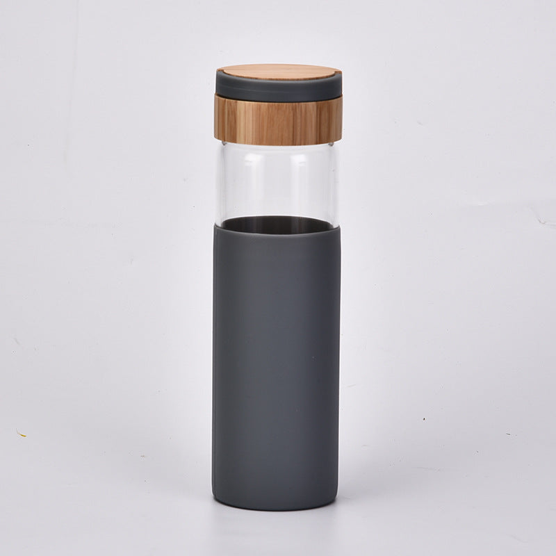 Handle Bamboo Cover Color Silicone Cover Outdoor Water Cup - Minihomy