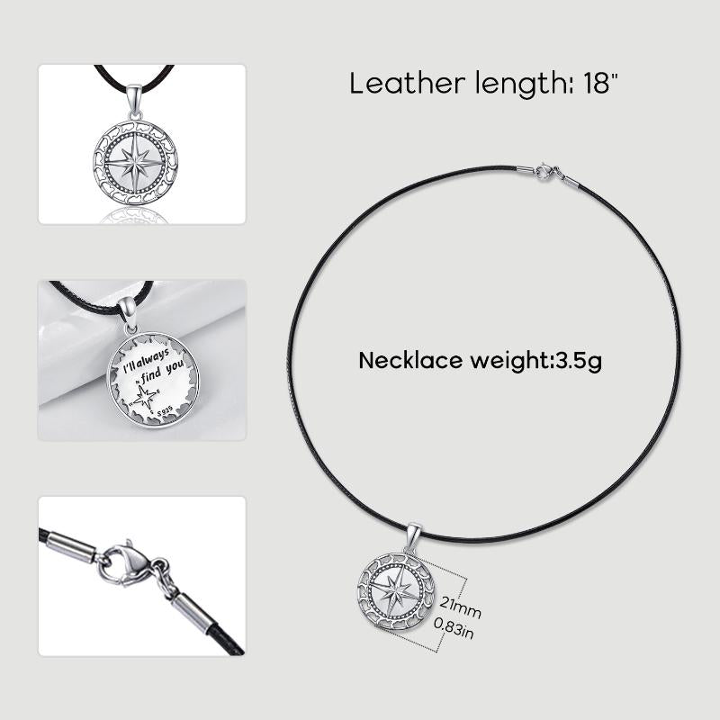 S925 Sterling Silver Compass Pendant Friendship Inspirational Necklace Graduation Gifts Jewelry