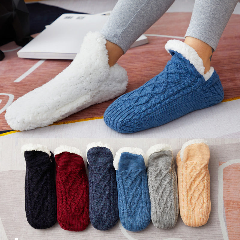 Winter Woolen Socks Women Thicken Warm Home Bedroom Socks Slippers Men Non-slip Foot Warmer Snow Socks