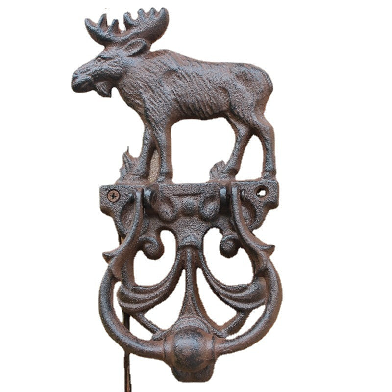 European Retro Nostalgic Cast Iron Crafts Retro Elk Door Knock - Minihomy