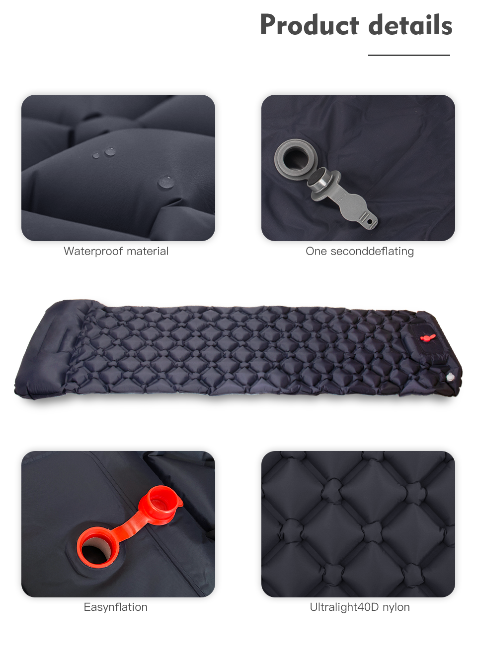 Outdoor Sleeping Pad Camping Inflatable Mattress With Pillows Travel Mat Folding Bed Ultralight Air Cushion Hiking Trekking - Minihomy