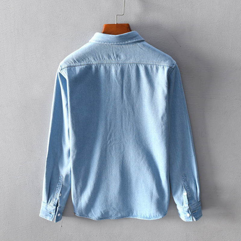 Plush Denim Long Sleeved Shirt Korean Loose Casual Cotton Shirt Jacket - Minihomy