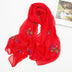 Embroidered Flower Rose Chiffon Ethnic Wind Sunscreen Shawl Beach Gauze Silk Scarf - Minihomy