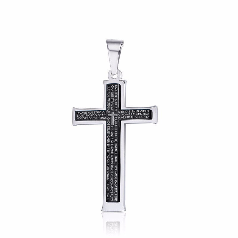 Double Cross Titanium Necklace Stainless Steel Pendant Jewelry - Minihomy