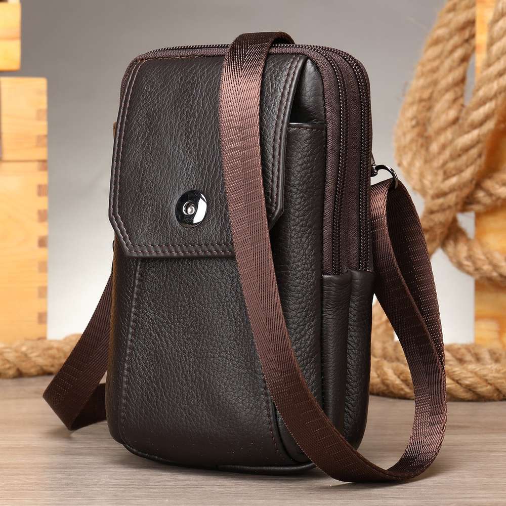 Men's Leather Casual One-shoulder Messenger Bag - Minihomy