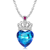 Blue Light Peach Heart Crown Necklace S925 Sterling Silver - Minihomy