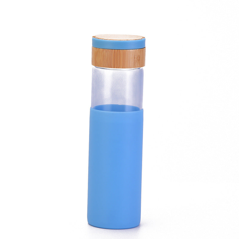 Handle Bamboo Cover Color Silicone Cover Outdoor Water Cup - Minihomy