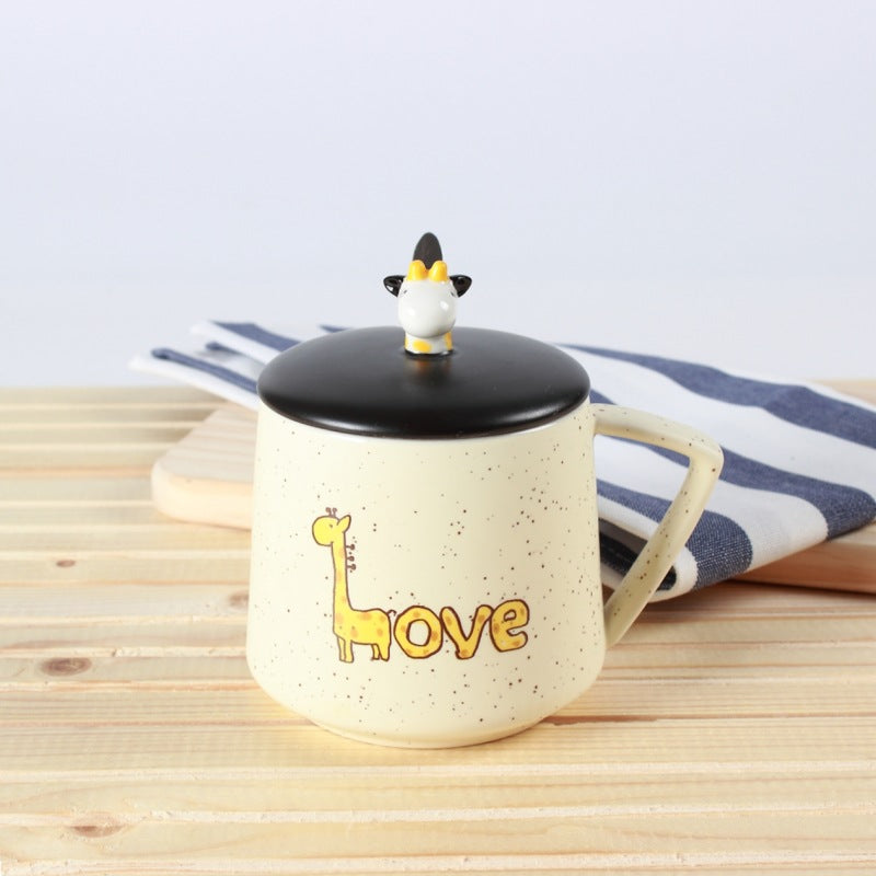 Creative Cartoon Ceramic Cup Hand Drawn Cute Giraffe - Minihomy