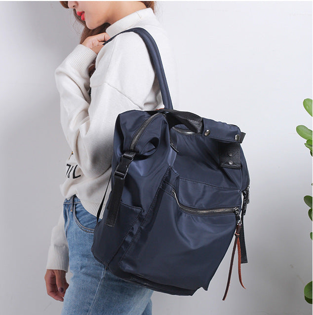 Nylon Waterproof Backpack Women Large Capacity Schoolbags Casual Solid Color Travel Laptop Backpack Teen Girls Bookbags - Minihomy