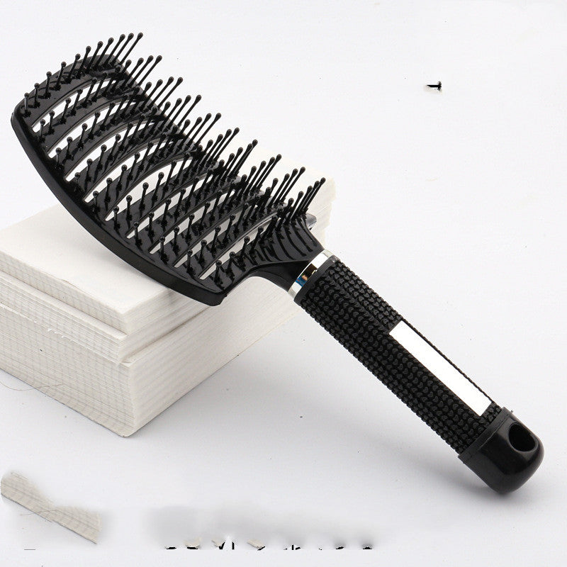 Large Curved Comb Hairbrush Boar Bristles Massage Comb Curly Hair Multifunctional Hair Brush - Minihomy