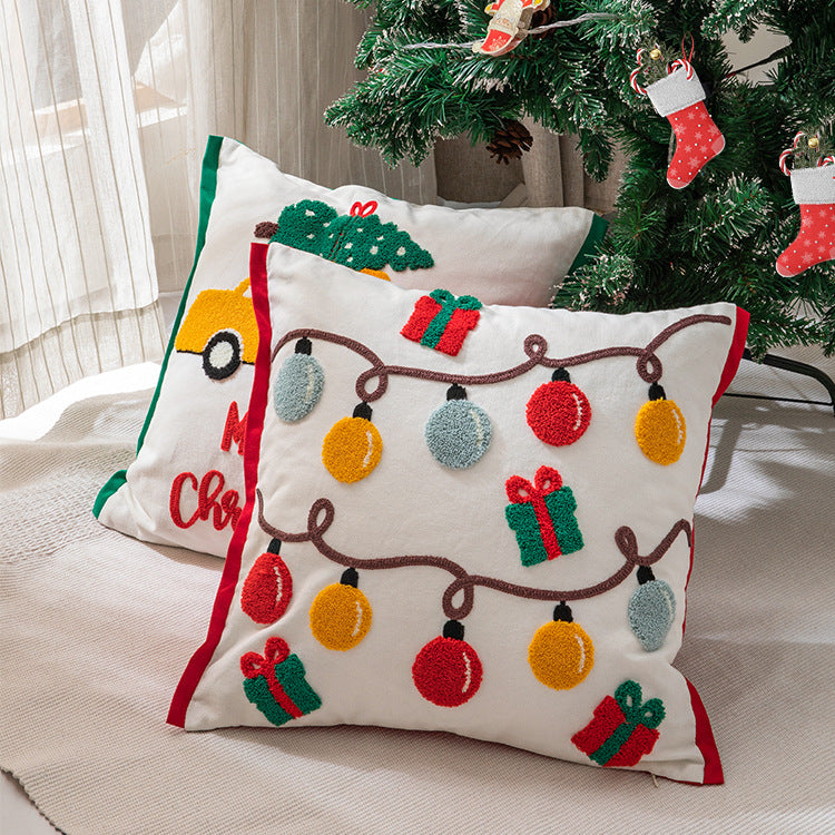 Christmas Embroidered Cotton Pillowcase - Minihomy