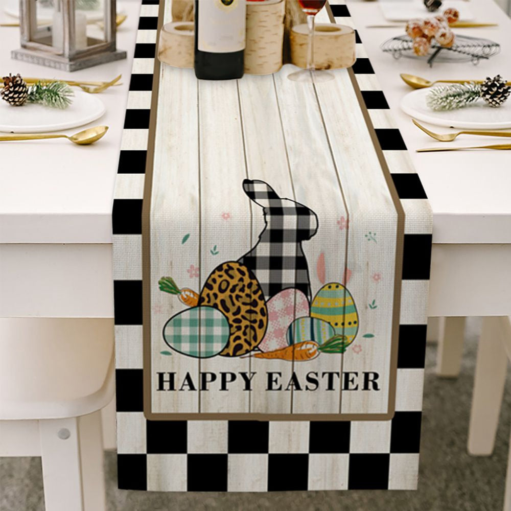 Light Wood Grain Bottom Easter Cotton And Linen Table Flag - Minihomy