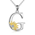 Sterling Silver Initial Alphabet Sunflower A Letter Script Name Pendant Necklace for Women Girls