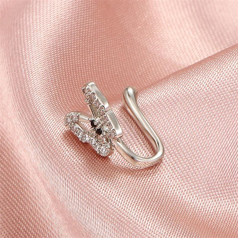 Personalized U-Shaped Diamond-Studded Butterfly Non-Hole Nose Clip - Minihomy